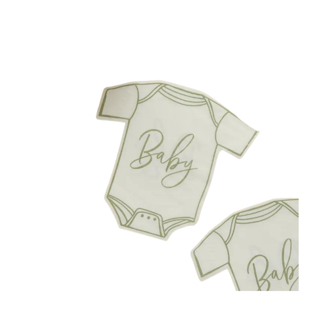 Sage and White 'Baby' Cocktail Napkins