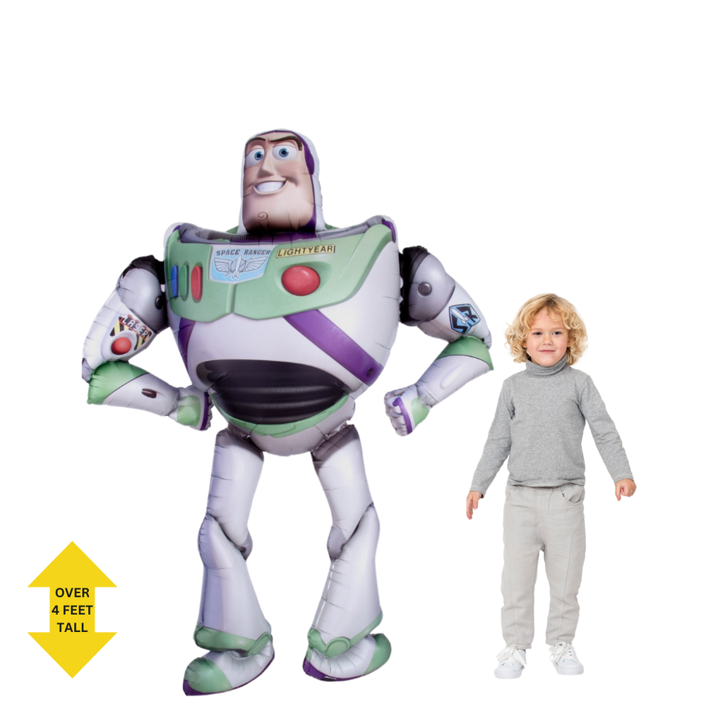 Green and white Buzz Lightyear jumbo balloon for kids birthday from Parte Haus party supply store in Bethesda MD