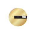 Gold charger plate with a shiny finish for celebrations from Parte Haus party supply store in Bethesda Maryland