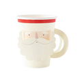White and red Santa face paper cup with handle Christmas theme from Parte Haus party supply store in Bethesda MD