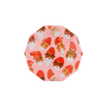 Pink Christmas small plate with Santa faces holiday design from Parte Haus party supply store in Bethesda MD