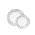 Marble gold scalloped plastic plates elegant tableware from Parte Haus party supply store in Bethesda MD