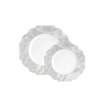 Marble gold scalloped plastic plates elegant tableware from Parte Haus party supply store in Bethesda MD
