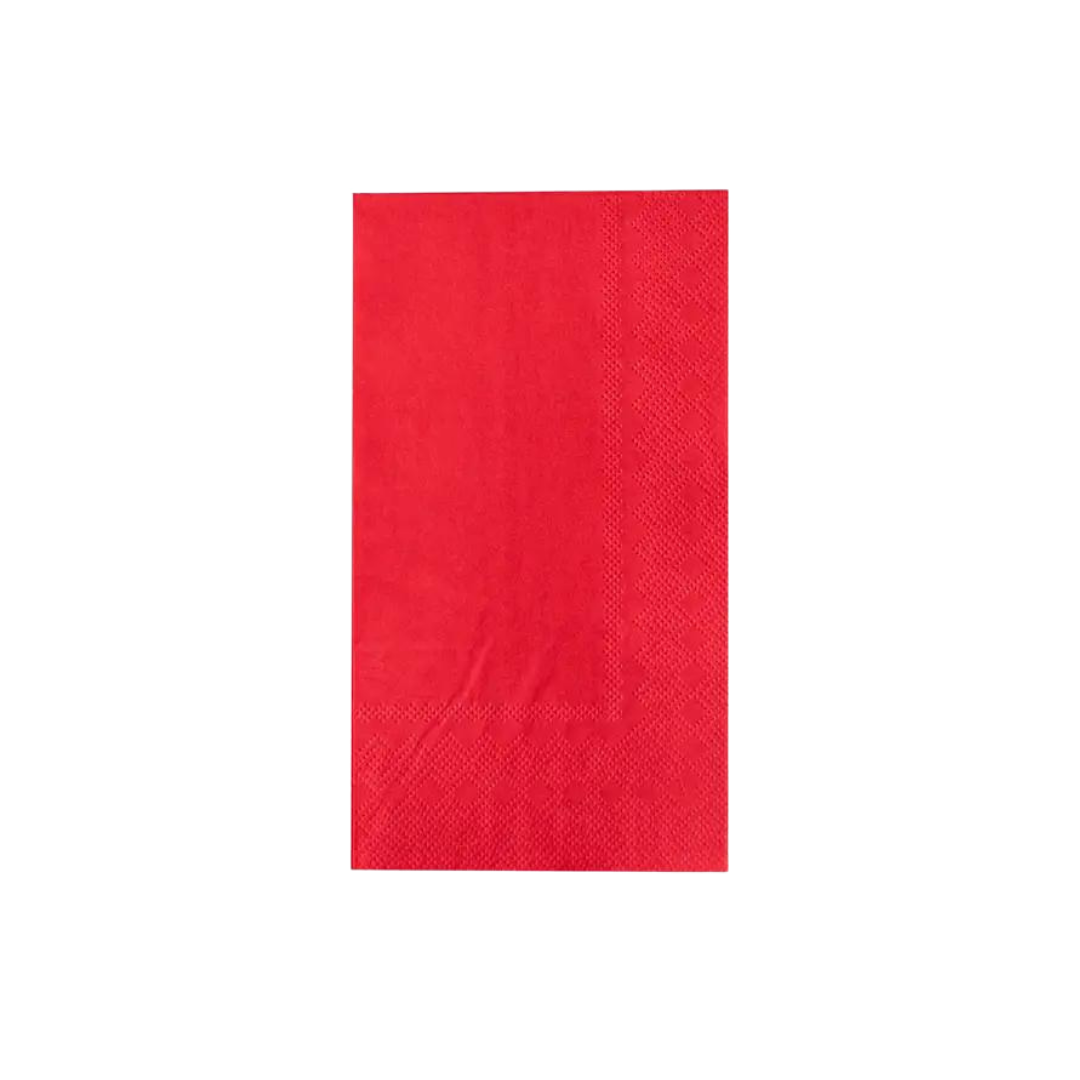 Cherry red guest napkin with textured border for entertaining from Parte Haus party supply store in Bethesda Maryland