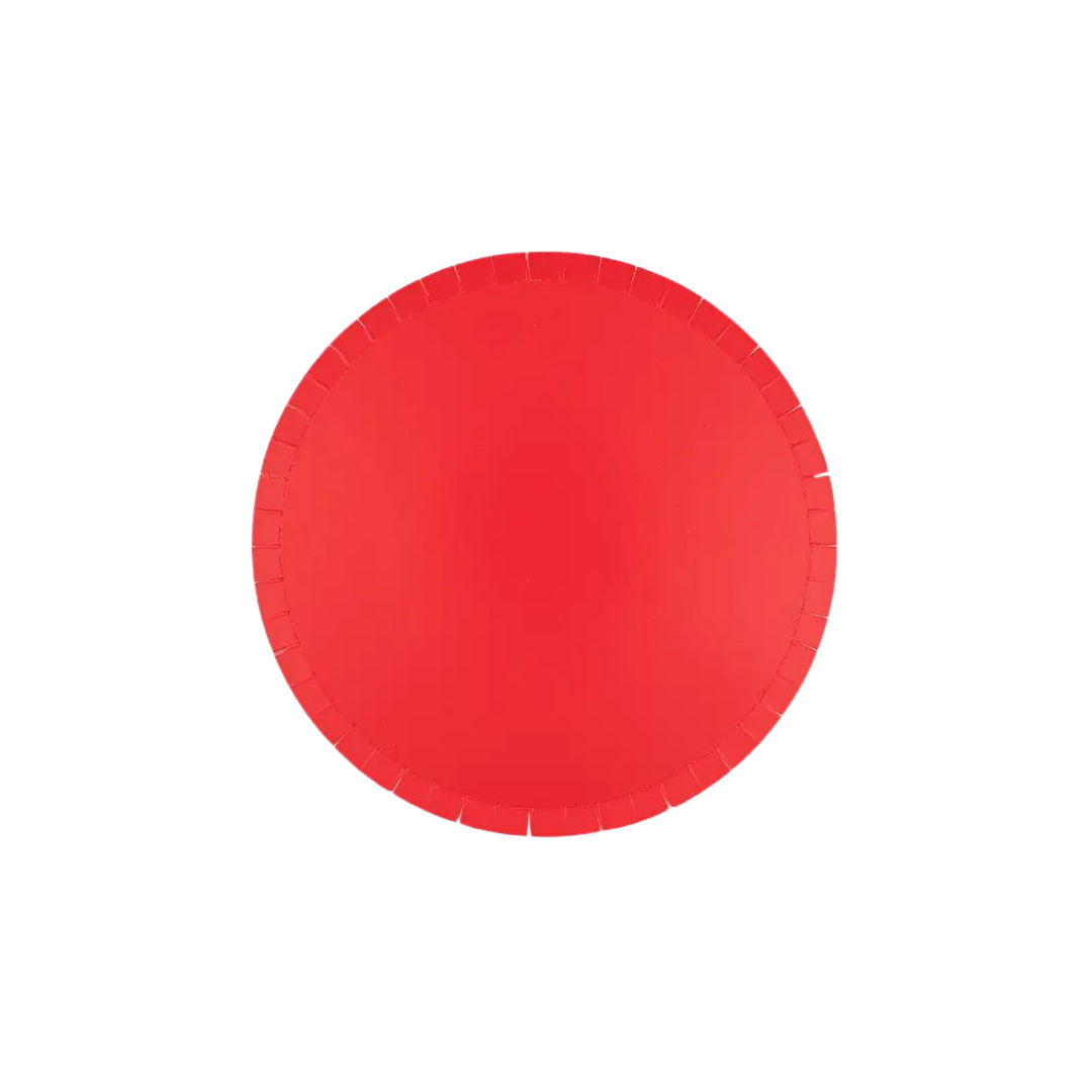 Cherry red paper dessert plate with smooth finish for celebrations from Parte Haus party supply store in Bethesda MD