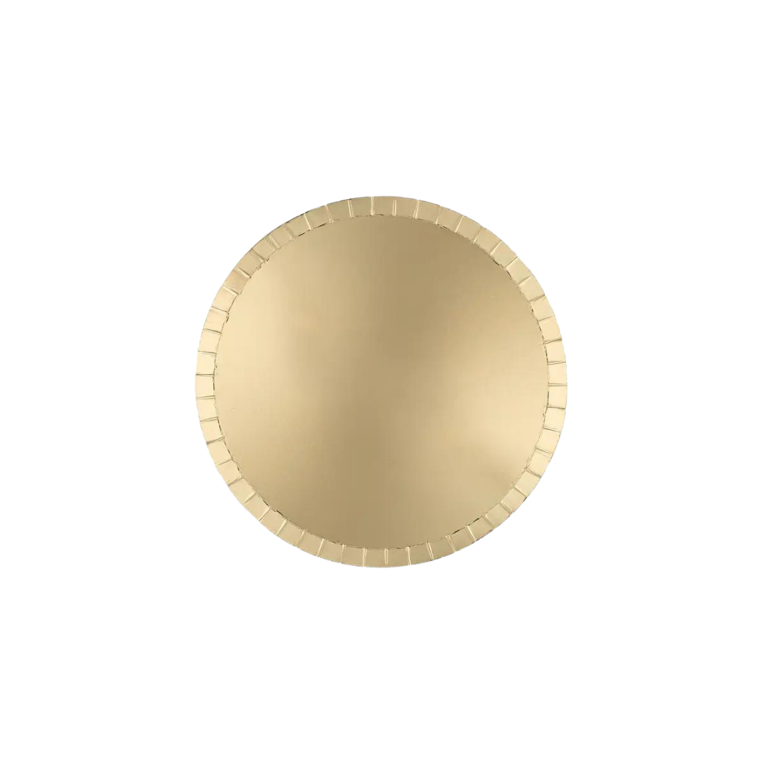 Gold dessert plate with scalloped edge for celebration from Parte Haus party supply store in Bethesda MD