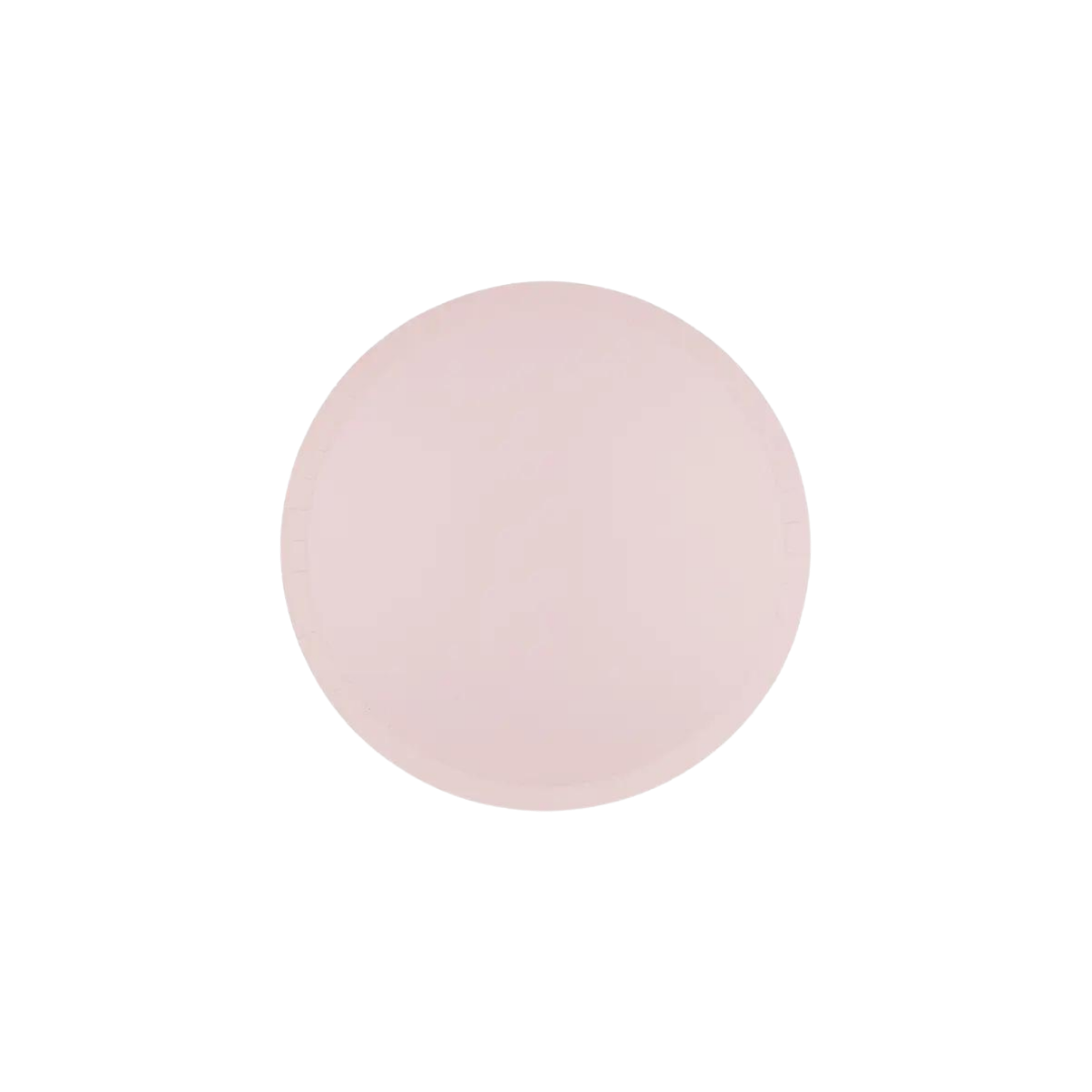 Blush pink dinner plate with smooth round shape from Parte Haus party supply store in Bethesda MD