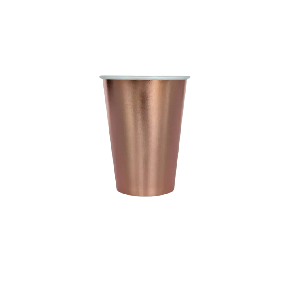 Rosewood metallic paper cup single 12oz for elegant events from Parte Haus party supply store in Bethesda Maryland