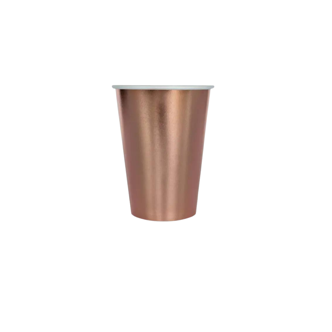 Rosewood metallic paper cup single 12oz for elegant events from Parte Haus party supply store in Bethesda Maryland