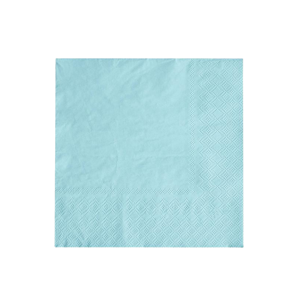 Frost blue cocktail napkin with textured border for celebrations from Parte Haus party supply store in Bethesda MD