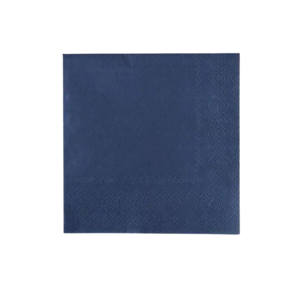 Midnight blue cocktail napkin with subtle textured border for celebrations from Parte Haus party supply store in Bethesda MD