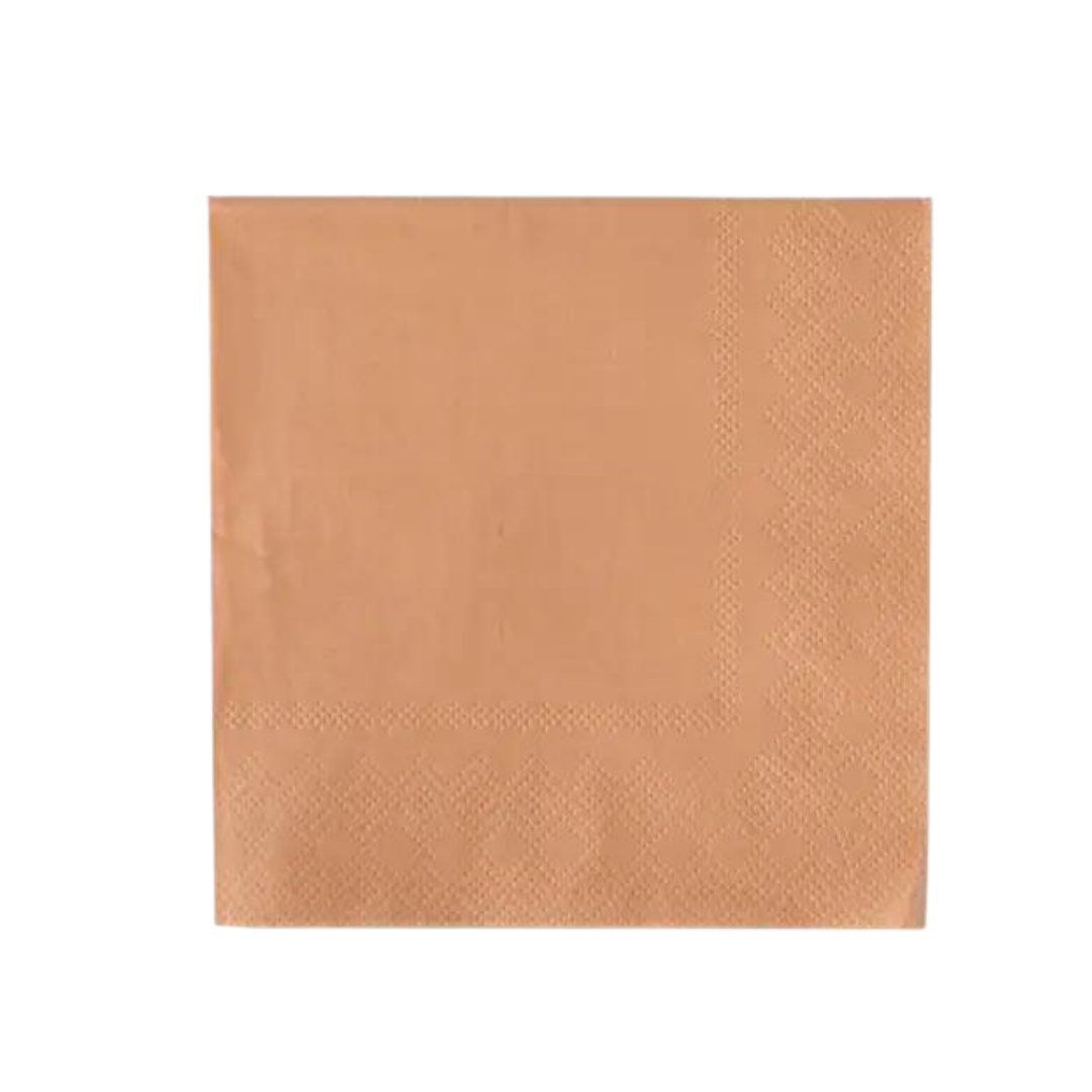 Sand cocktail napkin with embossed border for entertaining from Parte Haus party supply store in Bethesda Maryland