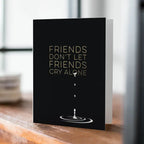Black supportive card with gold text and water drop sympathy design for comfort from Parte Haus party supply store in Bethesda MD.