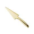 Shiny gold plastic cake cutter lifter for birthday celebrations from Parte Haus party supply store in Bethesda MD.