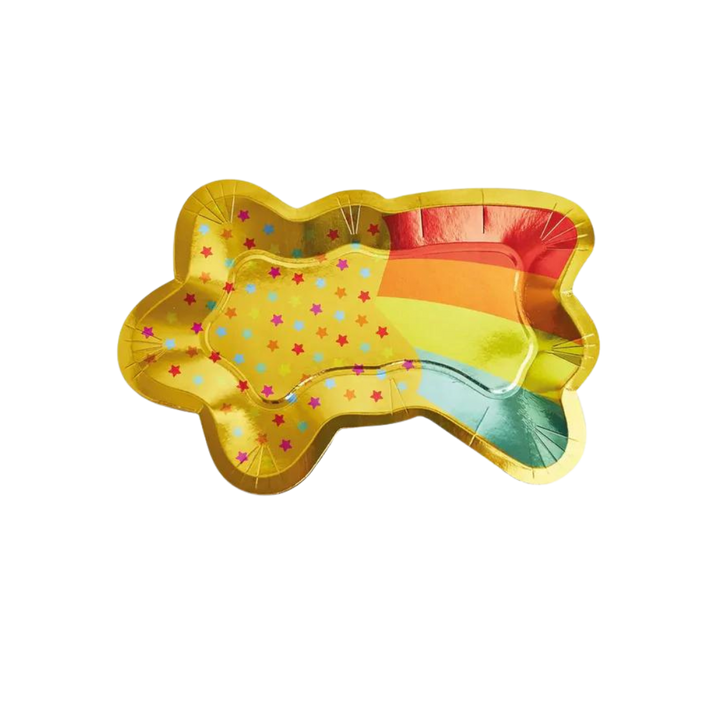 Gold and Rainbow Shooting Star Shaped Large Dinner Plates
