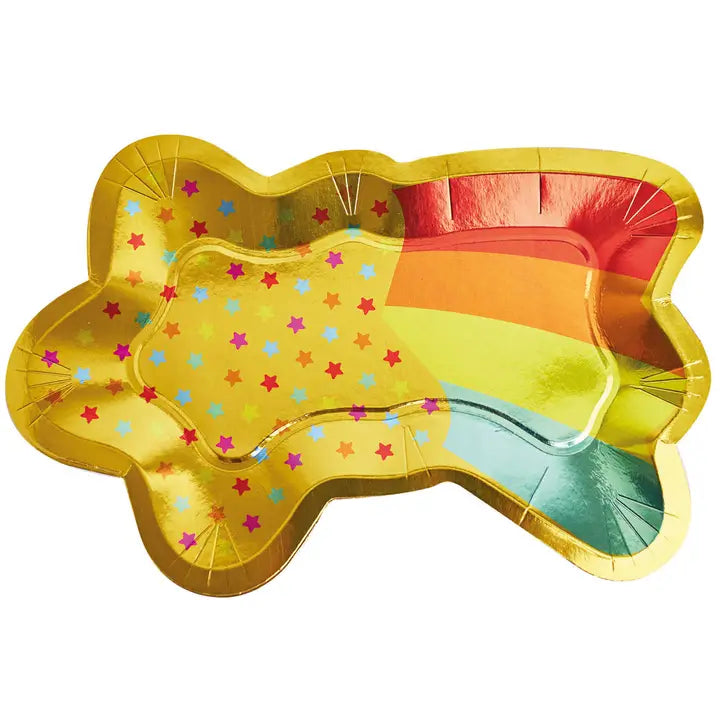 Gold and Rainbow Shooting Star Shaped Large Dinner Plates