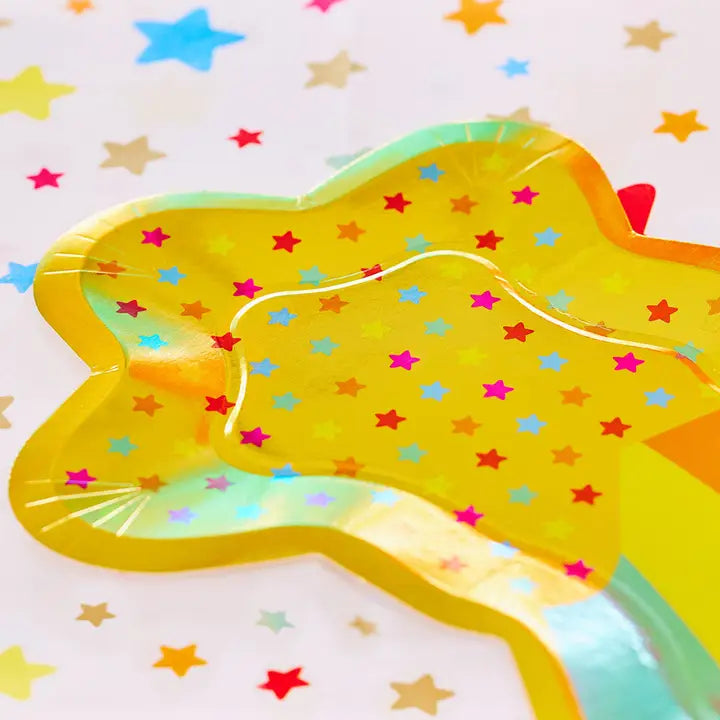 Gold and Rainbow Shooting Star Shaped Large Dinner Plates
