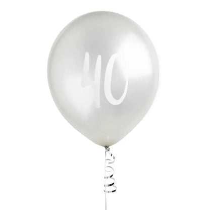 Silver '40' Latex 12" Balloons 5 Pack
