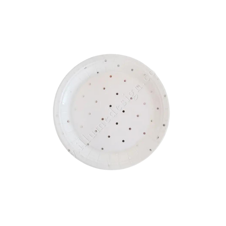 White and Silver Dots Small Appetizer Dessert Plates