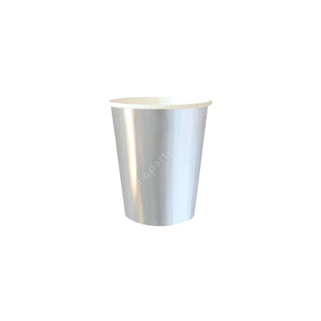 Silver foil cup single modern disposable for celebrations from Parte Haus party supply store in Bethesda MD