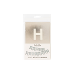 Silver foil happy birthday banner perfect for birthday celebrations from Parte Haus party supply store in Bethesda Maryland