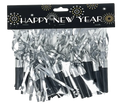 Silver metallic blowouts with shiny streamers New Year theme from Parte Haus party supply store in Bethesda Maryland