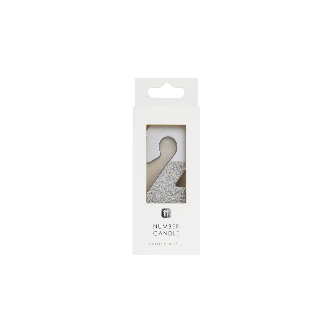Silver number balloon shaped like two for birthday decor from Parte Haus party supply store in Bethesda MD