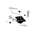 Black and gold graduation card with flying caps and sky is the limit text Graduation from Parte Haus party supply store in Bethesda MD