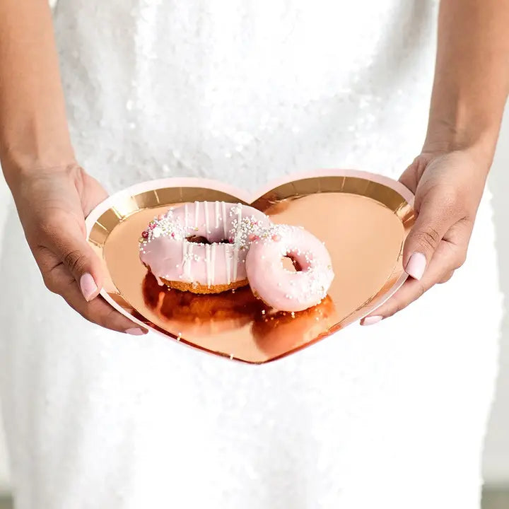 Rose Gold Heart Shaped Small Appetizer Paper Dessert Plates