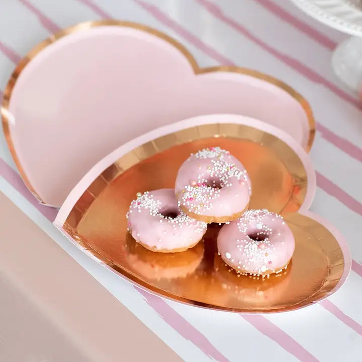 Rose Gold Heart Shaped Small Appetizer Paper Dessert Plates