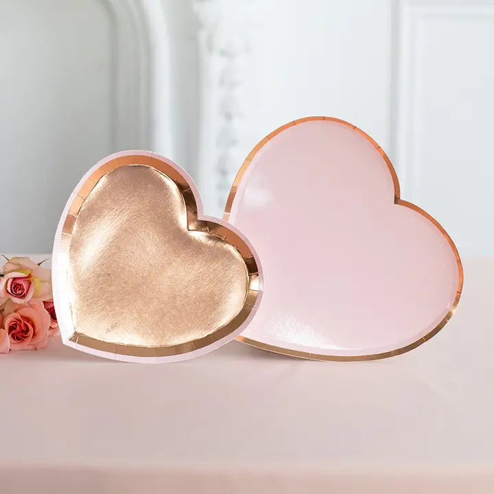 Rose Gold Heart Shaped Small Appetizer Paper Dessert Plates