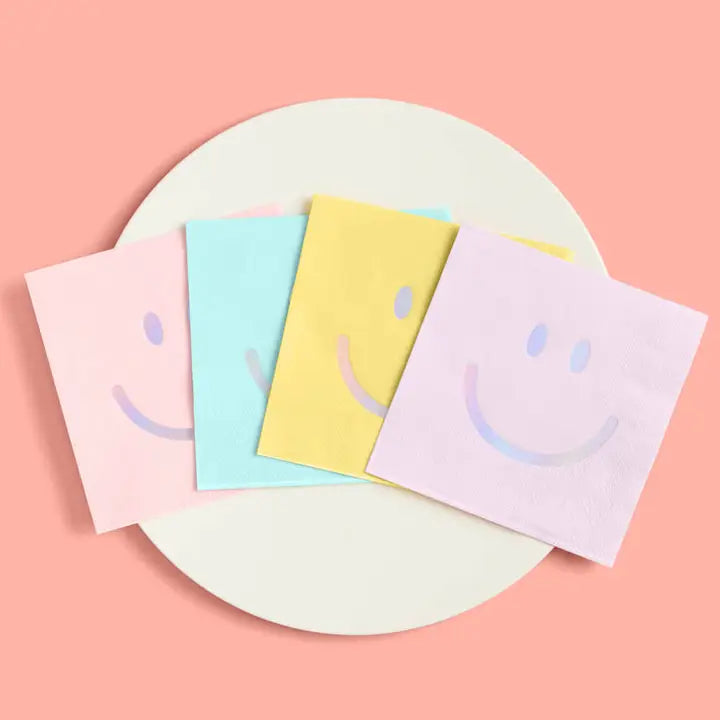Pastel Smiley Cocktail Napkins
