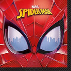 Red Spider-Man luncheon napkin with superhero mask design for birthday from Parte Haus party supply store in Bethesda MD