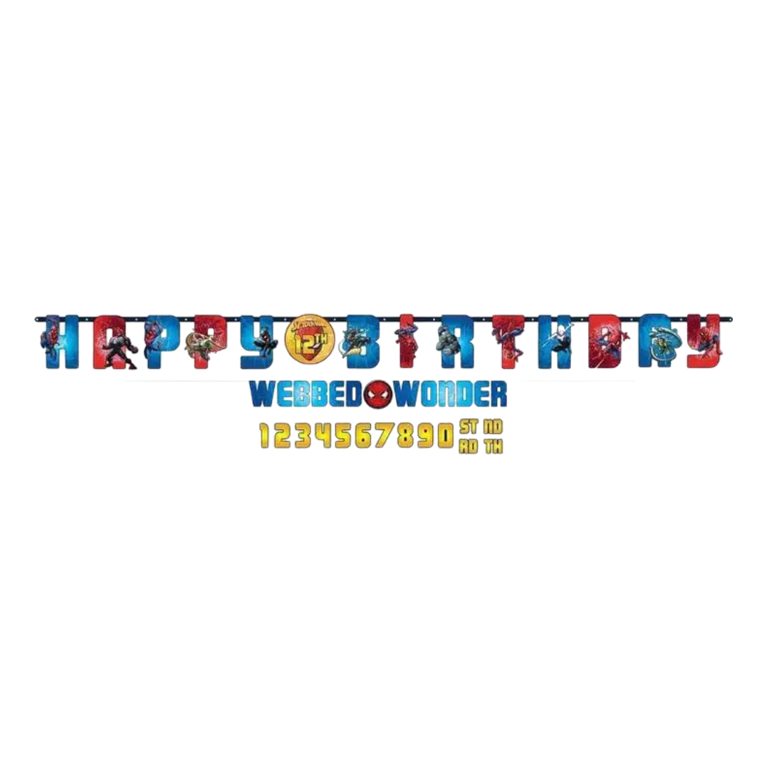 Red and Blue Spiderman "Happy Birthday" Letter Banner Kit