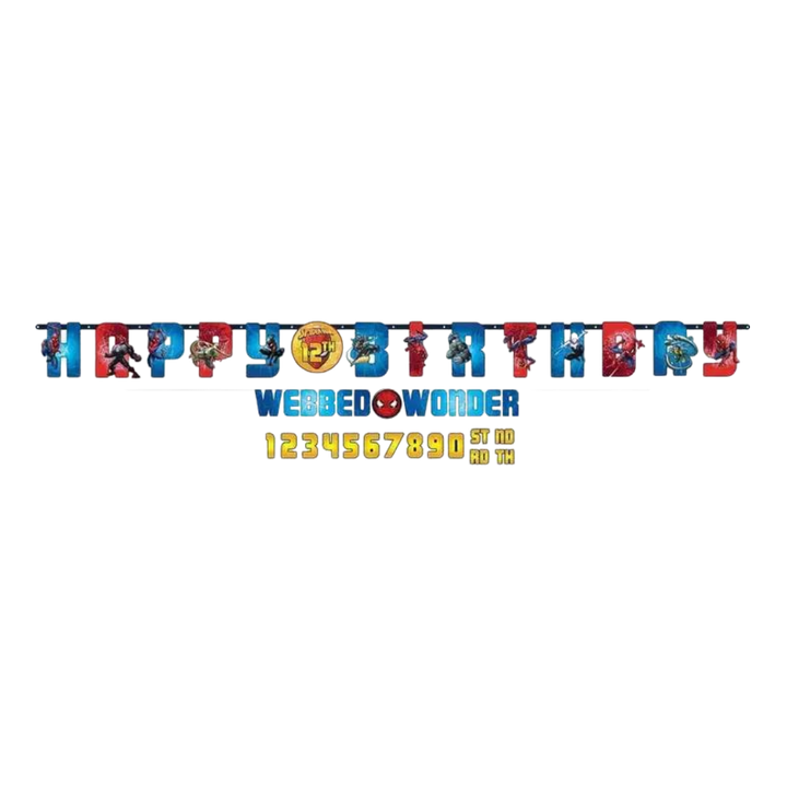 Red and Blue Spiderman "Happy Birthday" Letter Banner Kit