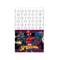 Red and white Spiderman plastic tablecover featuring Spiderman and villains for superhero birthday from Parte Haus party supply store in Bethesda MD