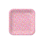 Pink sprinkles dinner paper plate with colorful sprinkle pattern birthday theme from Parte Haus party supply store in Bethesda MD