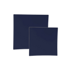 Navy gold square plastic plates modern dinnerware for events from Parte Haus party supply store in Bethesda MD.