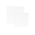 White and gold square plastic plates in two sizes elegant modern from Parte Haus party supply store in Bethesda MD