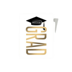 Gold and black graduation greeting card with cap design graduation theme from Parte Haus party supply store in Bethesda MD