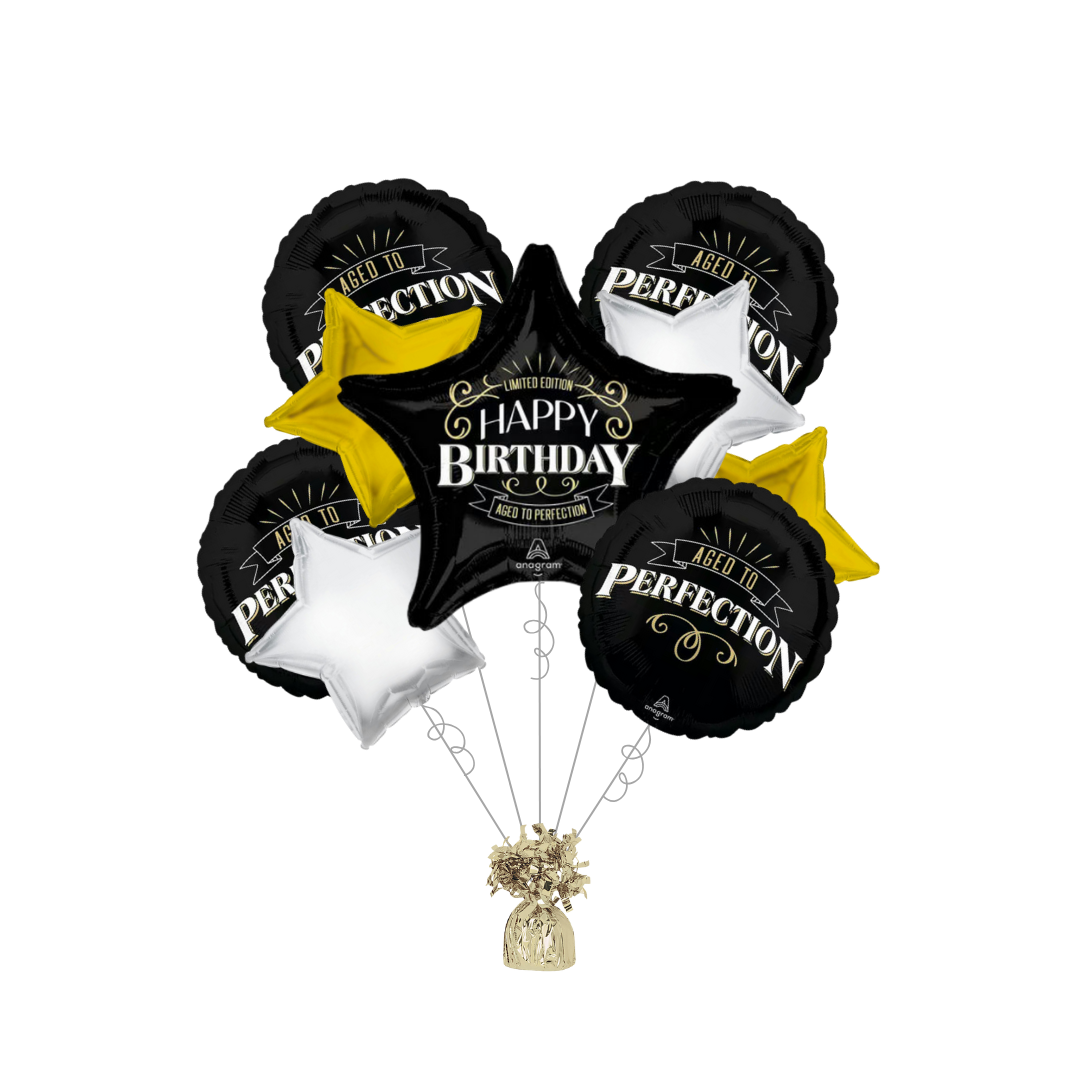 Premium Better With Age Birthday Foil Balloon Bundle with Balloon Weight