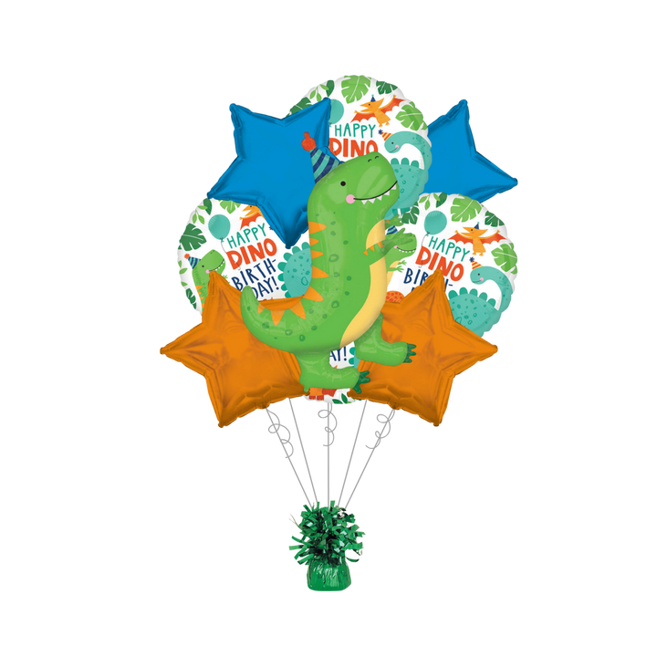Premium Dino-Mite Birthday Balloon Bundle with Balloon Weight
