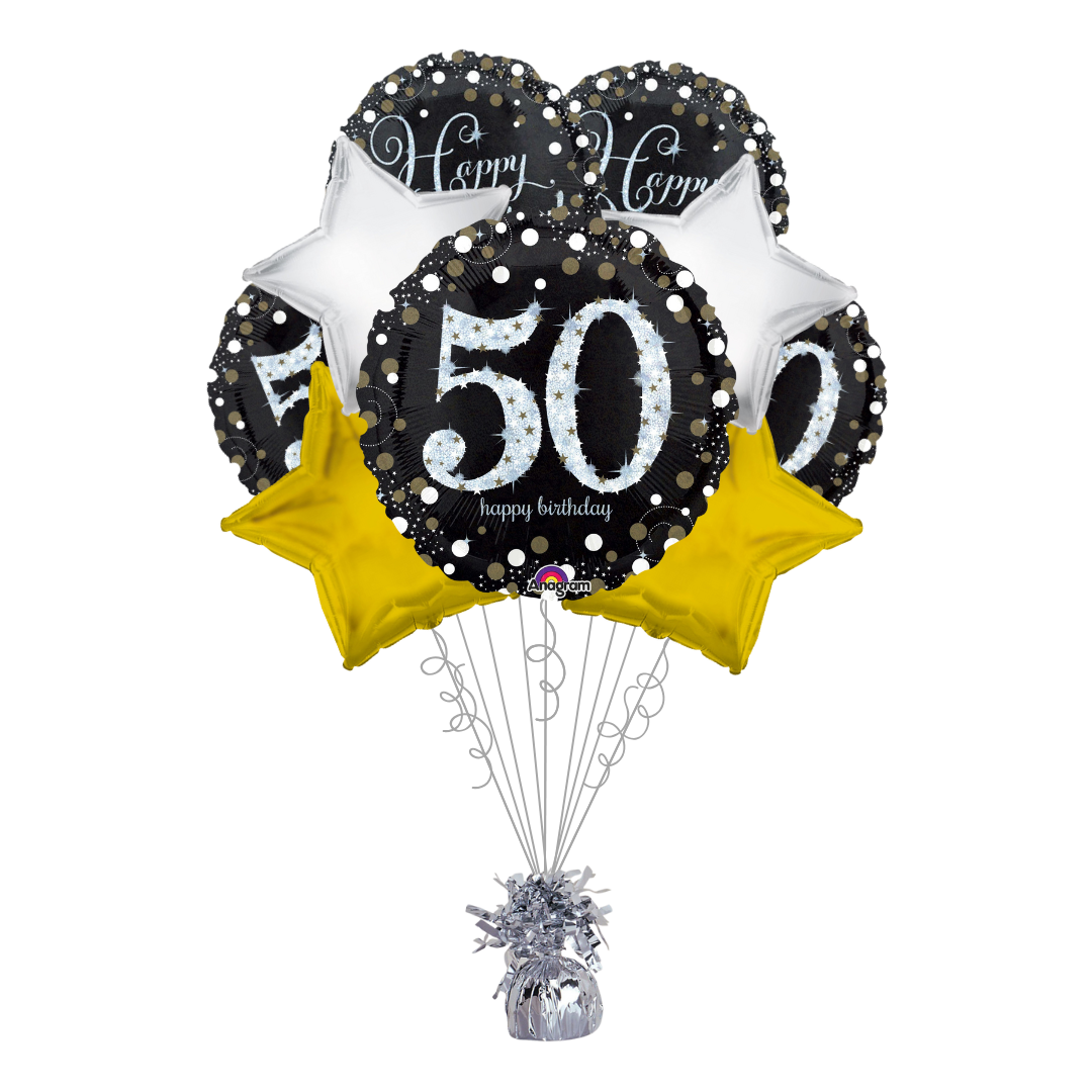 Sparkling Golden Age 50th Birthday Balloon Bundle