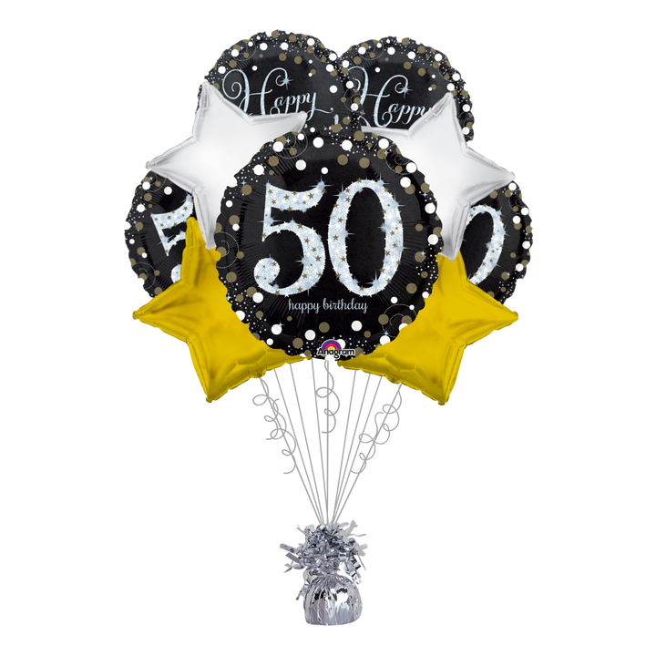 Sparkling Golden Age 50th Birthday Balloon Bundle