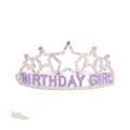 Iridescent purple rhinestone birthday girl tiara with stars for birthday from Parte Haus party supply store in Bethesda MD