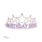 Iridescent purple rhinestone birthday girl tiara with stars for birthday from Parte Haus party supply store in Bethesda MD