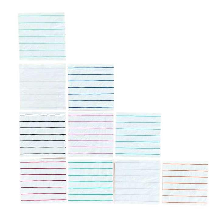 White and Green Striped Cocktail Napkins