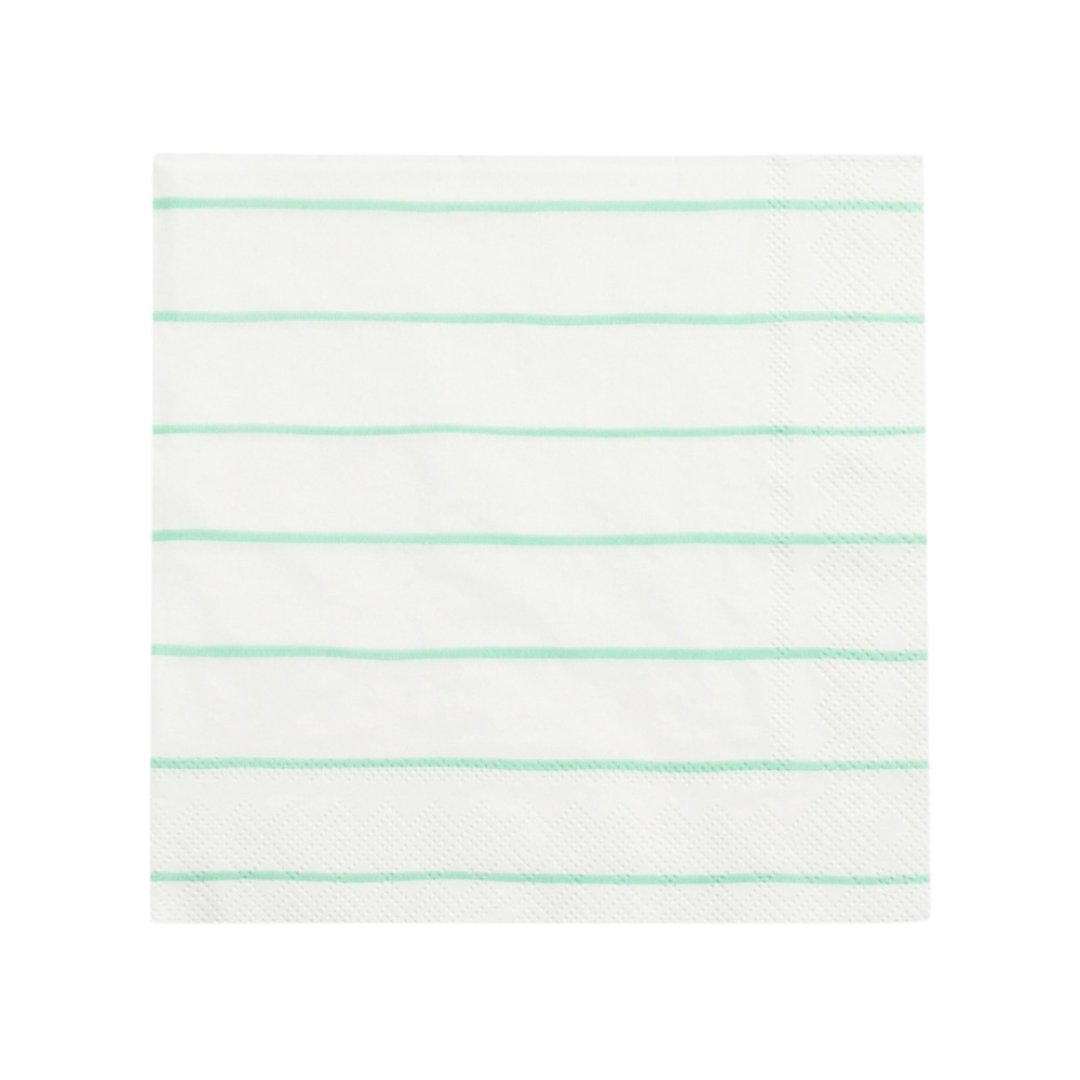 White and Green Striped Cocktail Napkins