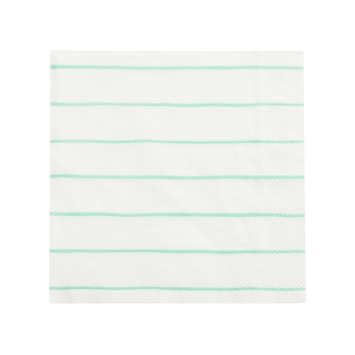 White and Green Striped Cocktail Napkins