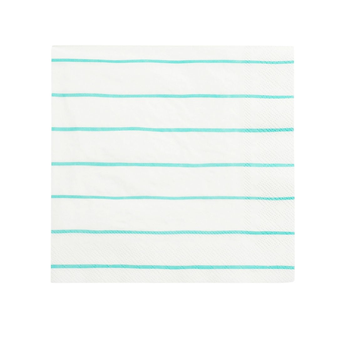 White and Green Striped Cocktail Napkins